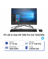 Máy tính All in one HP 200 Pro G4 74S22PA (Core i3 1215U/ 8GB/ 256GB SSD/ VGA onboard/ 21.5Inch/ Windows 11 Home)