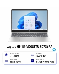 Laptop HP 15 fd0083TU 8D736PA (Core i7 1355U/ 16GB/ 512GB SSD/ Intel Iris Xe Graphics/ 15.6inch Full HD/ Windows 11 Home/ Bạc/ Vỏ nhựa)