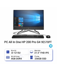 Máy tính All in one HP 200 Pro G4 9E570PT (Core i3 1215U/ 8GB/ 256GB SSD/ VGA onboard/ 21.5Inch/ Windows 11 Home/ Black)