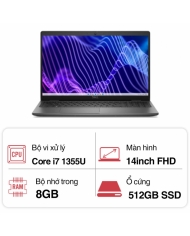 Laptop Dell Latitude L34401355U08512G (Core i7 1355U/ 8GB/ 512GB SSD/ Intel Iris Xe Graphics/ 14.0inch Full HD/ NoOS/ Black/ 1 Year)