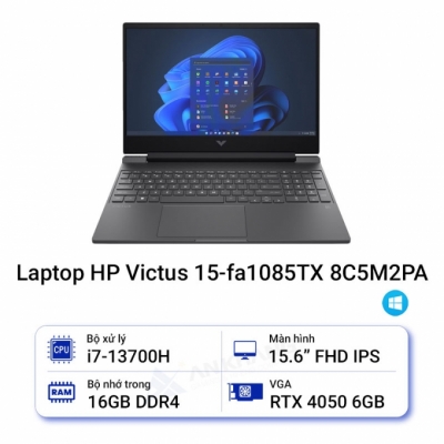 Laptop HP Gaming Victus 15-fa1085TX 8C5M2PA (Core i7 13700H/ 16GB/ 512GB SSD/ Nvidia GeForce RTX 4050 6GB GDDR6/ 15.6inch Full HD/ Windows 11 Home/ Silver)