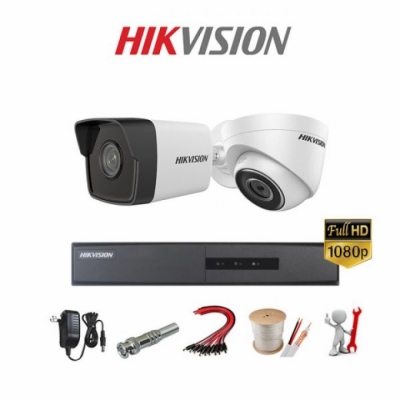 Trọn bộ 2 Camera IP 2MP-1080P H265+ (Có Mic thu âm thanh)