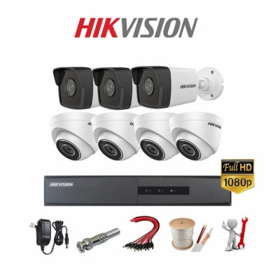 Trọn bộ 7 Camera IP 2MP-1080P H265+ (Có Mic thu âm thanh)