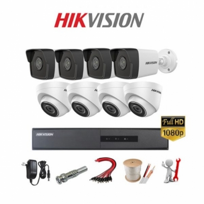 Trọn bộ 8 Camera IP 2MP-1080P H265+ (Có Mic thu âm thanh)