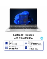 Laptop HP ProBook 450 G9 6M0Z8PA (Core i7 1255U/ 8GB/ 512GB SSD/ Intel UHD Graphics/ 15.6inch/ Windows 11 Home/ Silver/ Vỏ nhôm)