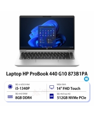 Laptop HP ProBook 440 G10 873B1PA (Core i5 1340P/ 8GB/ 512GB SSD/ Intel UHD Graphics/ 14.0inch FHD TouchScreen/ Windows 11 Home/ Silver/ Vỏ nhôm)