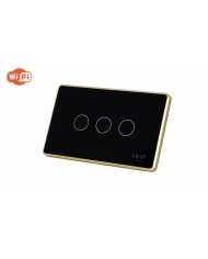 CÔNG TẮC JAVIS 3 GANG CHỮ NHẬT VIỀN VÀNG